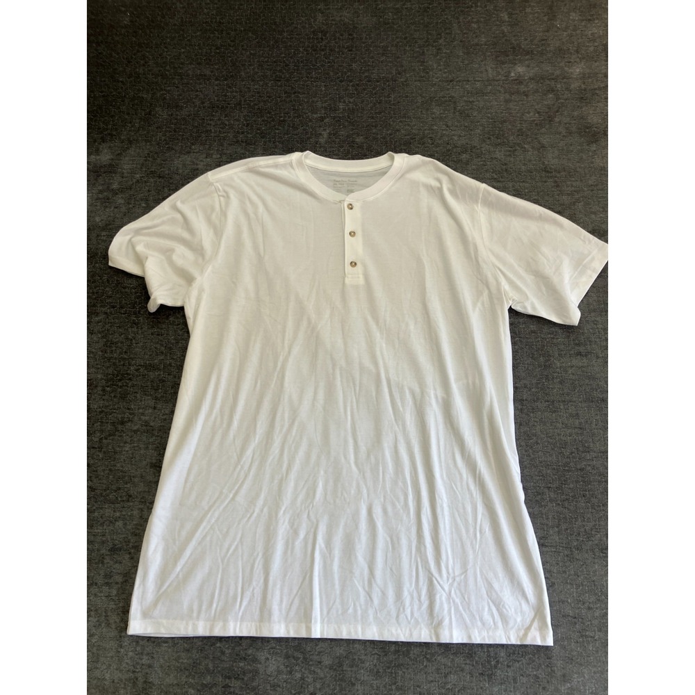 Fresh Clean Threads T-Shirt Men 2XLT White Soft Knit Cotton Casual Henley Neck‎